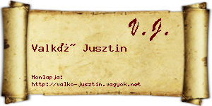 Valkó Jusztin névjegykártya