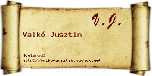 Valkó Jusztin névjegykártya